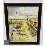 JOHN LINES, RBSA (B.1938) - Watching the ships go past, oil on canvas, signed, framed, 76.5cm x