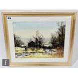 JOHN LINES, RBSA (B.1938) - A stream in winter, watercolour, signed, framed, 26cm x 34cm, frame size