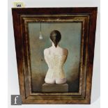 DON CLARKE (1932-2012) - 'Lola in Corsets', oil on board, signed, inscribed and dedicated on label