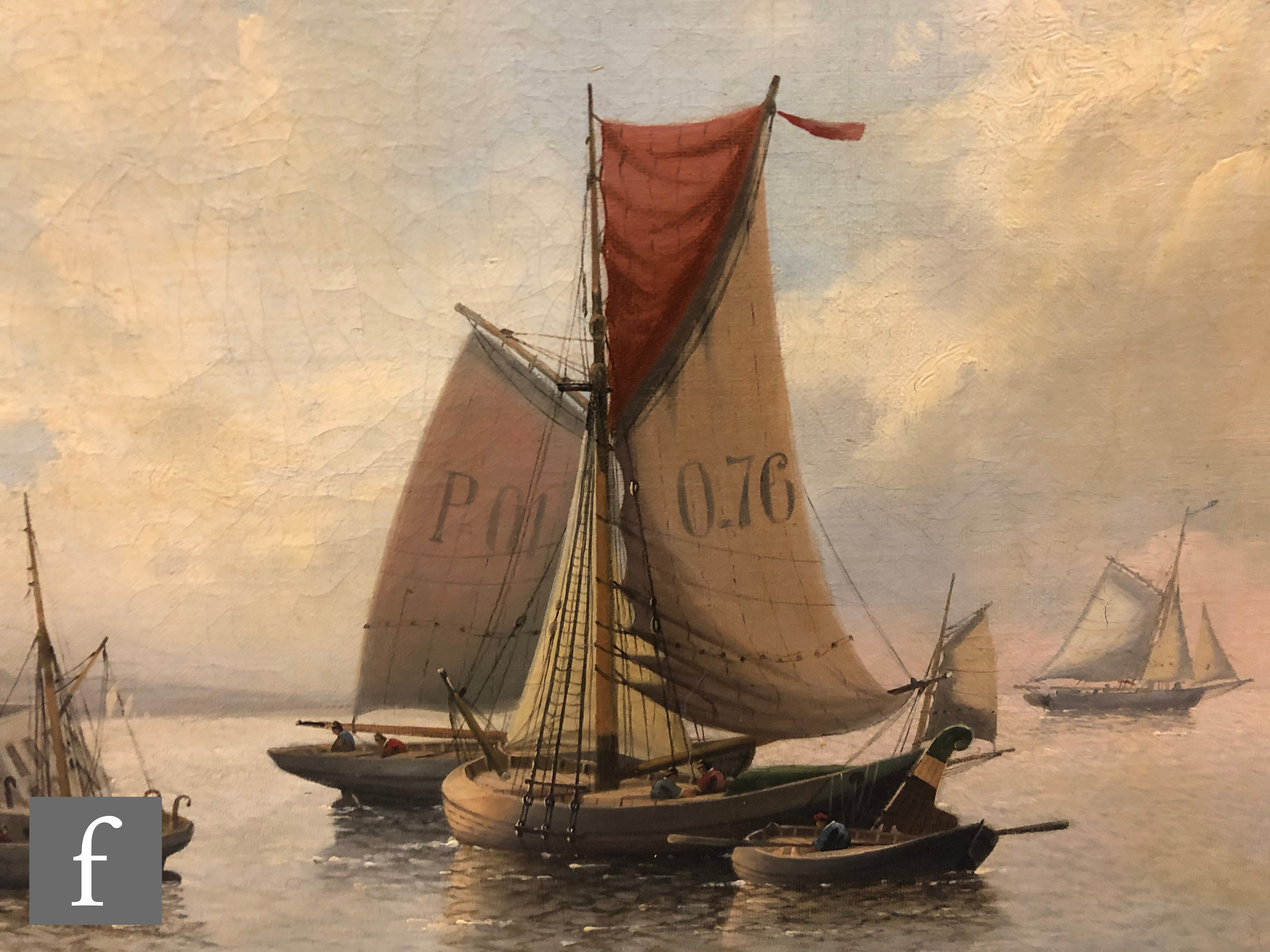 H. CLASSENS (LATE 19TH CENTURY) - Fishing boats in an estuary, oil on canvas, signed and dated 1894, - Image 7 of 9