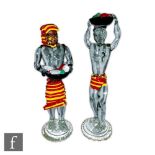 A large pair of Italian Murano AVEM glass figures circa 1960 modelled as two women in Egyptian style