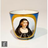 A 19th Century Sevres cabinet cup decorated with a hand painted portrait of Henriette d'Angleterre