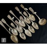 Eleven Georgian and later hallmarked silver flatware to include dessert spoons, table spoon, total