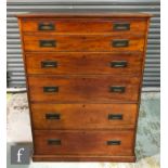 A late 19th to early 20th Century mahogany graduated chest of six drawers, with chamfered