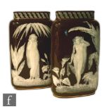 A pair of late 19th Century George Jones pate-sur-pate vases attributed to Frederick Schenck, each
