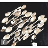 A collection of various Georgian and Victorian silver spoons, various patterns including fiddle