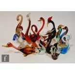 A collection of assorted glass birds, to include Italian Murano examples, a Swedish FM Konstglass