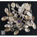 A collection of Victorian and later silver spoons, mostly tea, including various examples with