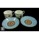 A boxed set of two Wedgwood Millennium Collection cups and saucers decorated with historical