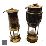 A Hailwood's Patent Type ADC No 4 miner's safety lamp, stamped Hailwood & Ackroyd Ltd, with brass