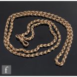 An early 20th Century 9ct rose gold fancy belcher half guard chain, length 78cm, weight 21g,