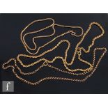 Three assorted 9ct chains, a rope twist, a rose gold belcher and a box chain, total weight 26g. (3)