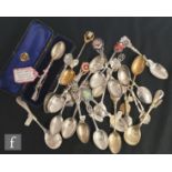 A parcel lot of hallmarked silver teaspoons to include shooting themed examples, including a cased