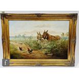 JOHN G. MACE (CONTEMPORARY) - Donkeys in a meadow, oil on board, signed and dated 2001, framed, 60cm