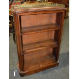 A 19th Century mahogany open fronted bookcase, with later applied pierced brass gallery, height