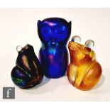 A group of three paperweights by John Ditchfield for Glasform, each formed as a stylised animal,