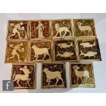 Eleven early 20th Century 6in W B Simpson & Sons tiles each hand painted with a star sign comprising