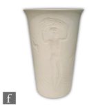 A 20th Century German KPM biscuit finish porcelain vase designed by Siegmund Schütz, of flared