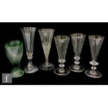 A collection of 19th Century and later drinking glasses to comprise three bladed knop ales, a hollow
