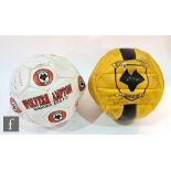 Two Wolves signed footballs, a gold coloured example and a white official souvenir football. (2)