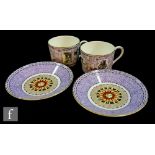 A boxed set of two Wedgwood Millennium Collection cups and saucers decorated with historial events