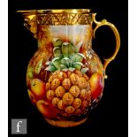 A boxed Royal Worcester hand painted fruit study 'Pineapple Mask Jug - Peaches and Pears' hand