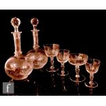 A suite of French glassware in the manner of Baccarat, to include ten liquor glasses, ten white wine