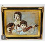 GUISEPPE ESPOSITO (CONTEMPORARY) - The young musicians, oil on canvas, signed, framed, 60cm x