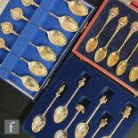 Three cased hallmarked silver commemorative sets of six teaspoons relating to Elizabeth II, total