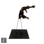 'Liberty', nude female figure bathing, bronze by Teresa Wells MA, MRSS, signed TW and numbered 2/12,