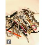 Sixty assorted quartz lady's and gentlemen's fashion wrist watches, various styles and makes. (60)