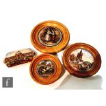 Three late 19th Century framed Staffordshire pot lids comprising Albert Memorial, No! By heaven, I