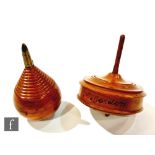 A late 19th century boxwood spinning top of stepped circular form inscribed G.Gordon, (possibly