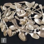 A collection of Georgian and Victorian silver spoons, including teaspoons, grapefruit and egg