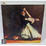 GLENN BADHAM (CONTEMPORARY) - Ballroom dancers, oil on canvas, signed, unframed, 51cm x 51cm.