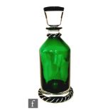 A Saint Louis 225th Anniversary glass decanter of shouldered cylindrical form, green cased in