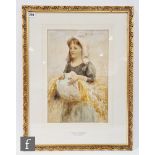 FANNY MEARNS (LATE 19TH CENTURY) - 'The Young Harvester', watercolour, signed, framed, 42cm x
