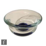 A 1970s Skrdlovice Glassworks glass bowl designed by Frantisek Vizner, of thick walled high sided