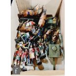 A collection of assorted Elastolin composition toy soldiers, to include an Allied horse drawn