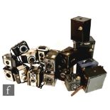 A collection of various Kodak box cameras and further cameras, including a six-20 Brownie special, a