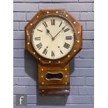 A 19th Century mother of pearl octagonal drop dial wall clock, white enameled dial, height 71cm.