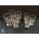 An assorted collection of 19th Century Tavenr glasses with plain bowl, capstan stem and circular