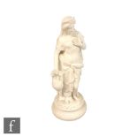 A 19th Century Parian figure of a classical maiden dressed in robes holding an instrument by her