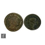 A Roman Follis of Diocletian (284-305 AD) Alexandria, and a Follis of Gallerius (305-311AD) Treveri,