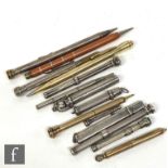 Thirteen assorted 19th and early 20th Century propelling pencils of varying form to include a Samson
