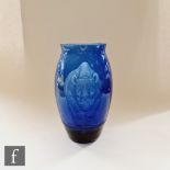 A contemporary glass vase by The Glass Gallery Ltd, of swollen ovoid form with flared collar neck