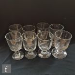 An assorted collection of 19th Century Tavenr glasses with plain bowl, capstan stem and circular