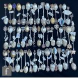 A parcel lot of assorted hallmarked silver souvenir teaspoons relating to Ireland and London, some