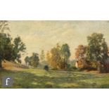 CHARLES AGARD (1866-1950) - A wooded landscape with distant farmhouse, oil on board, signed,