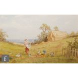 HORACE HAMMOND (1842-1926) - Feeding the chickens, watercolour, signed, framed, 27cm x 43cm, frame